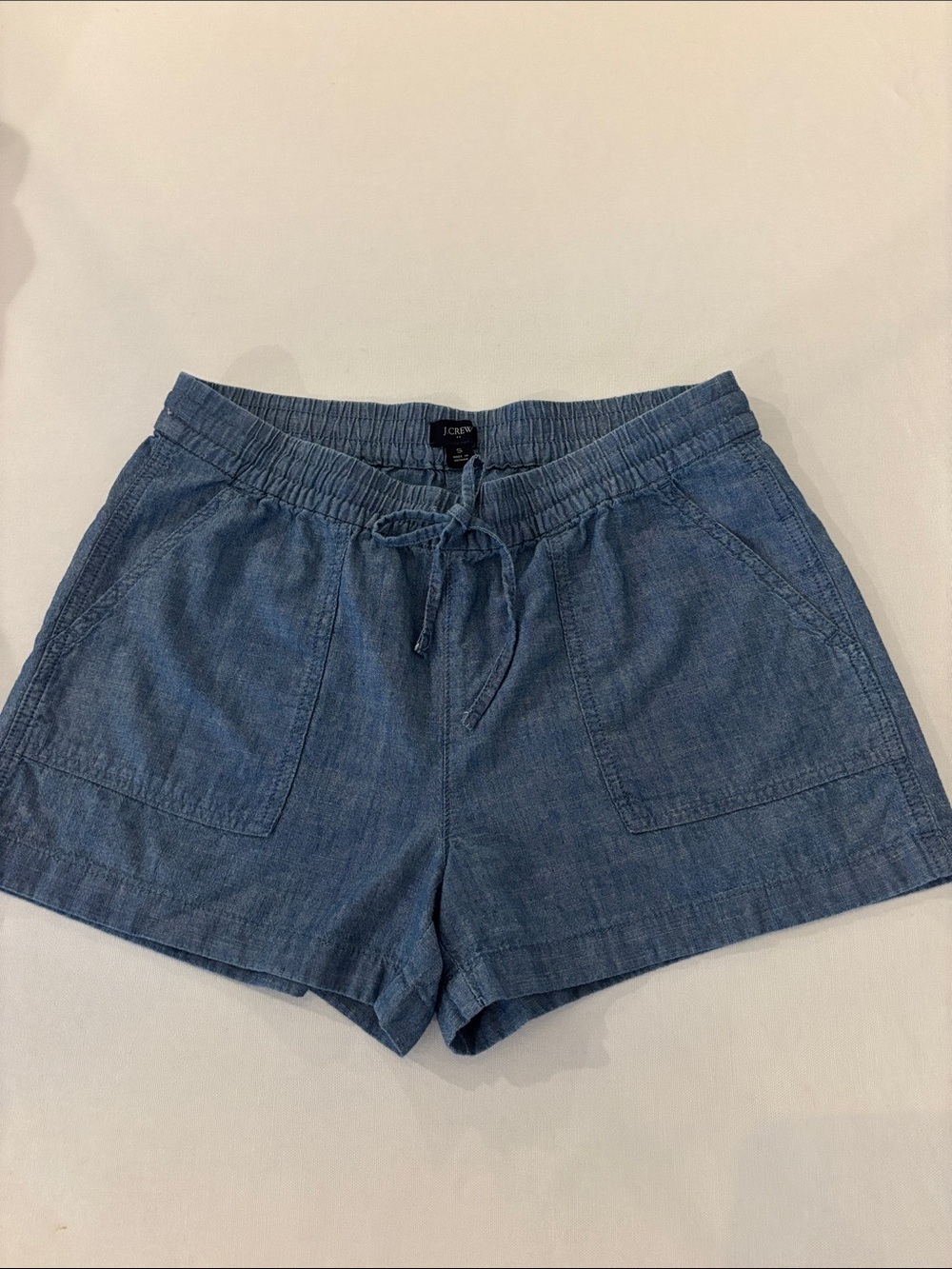 J. Crew Women’s High-Waist  Drawstring 3”Cotton Shorts - Denim Blue. Small